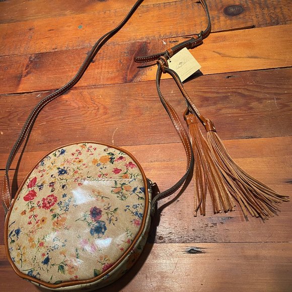 Patricia Nash Handbags - PATRICIA NASH SCAFATI ROUND LEATHER FLORAL BAG WITH TASSELS - BRAND NWT